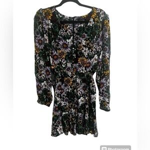 AFRM monna print side cutout long sleeve mini Dress large